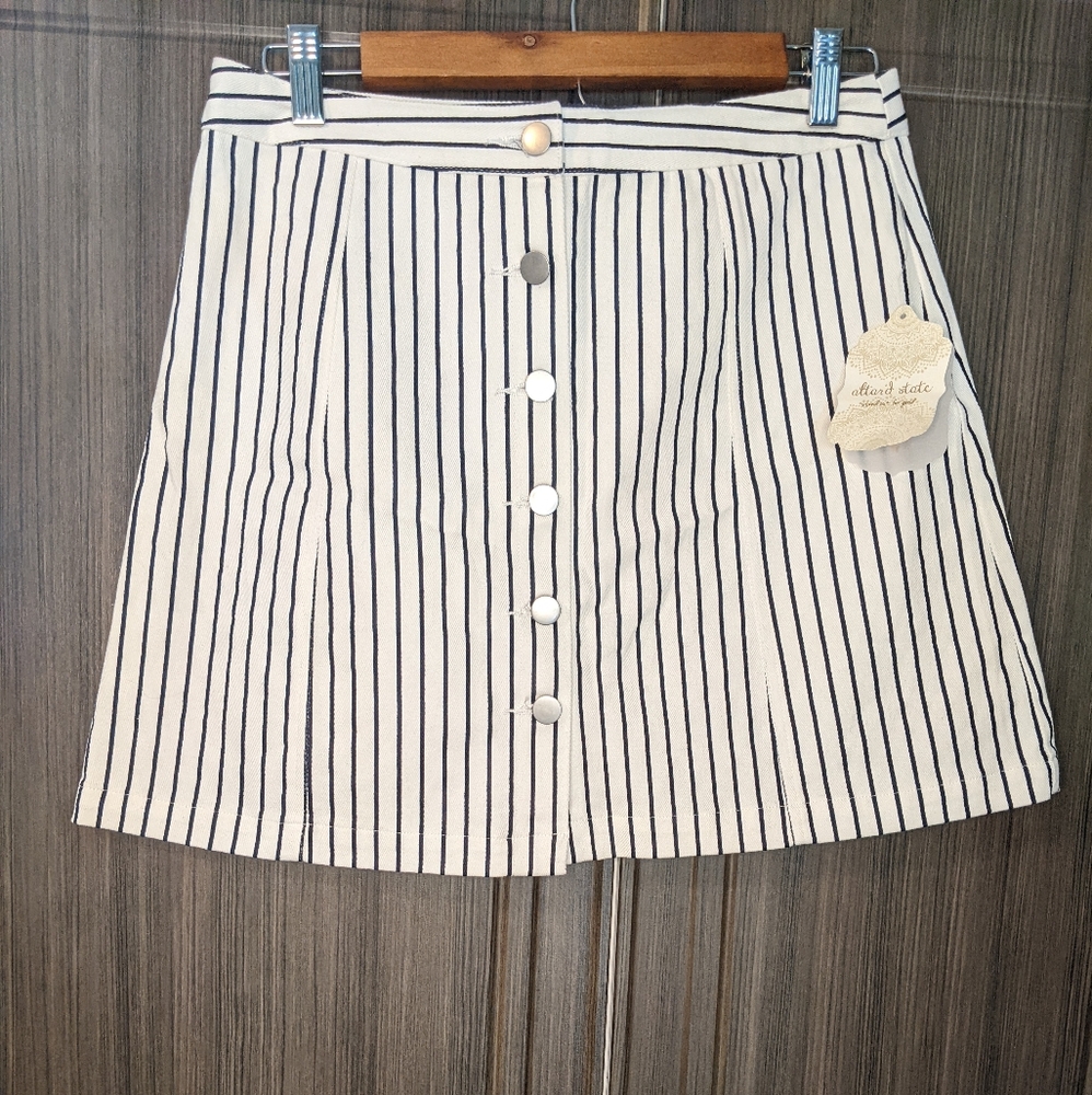 Altar'd State Eseria Cotton Pinstriped Skirt, Medium